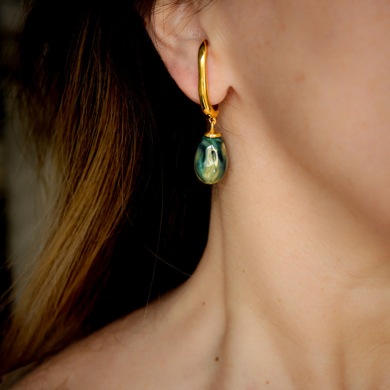 Hook earrings with drops, Ocean